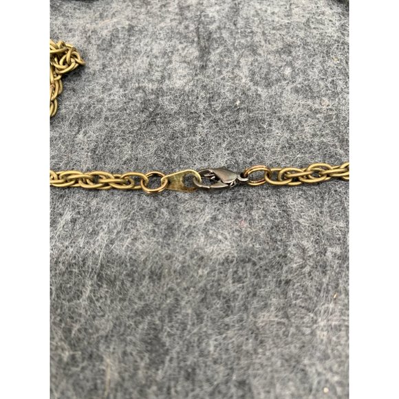 Vintage Lock and Key Style Necklace Lock and Key Pendant  25" length Brass Tones - Picture 5 of 5